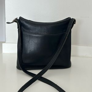 Vintage Coach Crossbody Thin Saddle Bag Black Leather